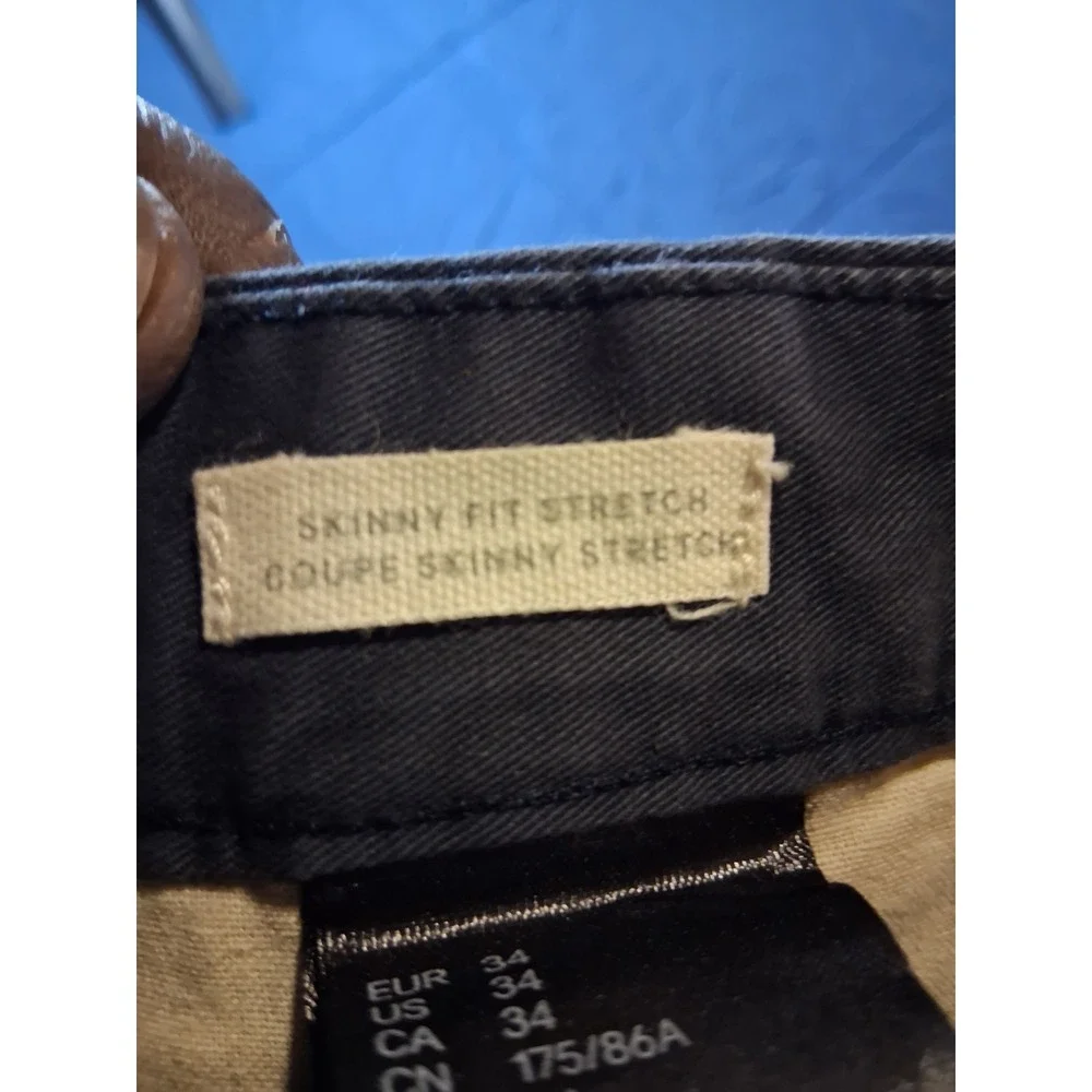 H&M LOGG Blue Skinny Fit Flat Front Chino Pants Men's SZ 34 Measure 34X31 - Picture 5 of 7